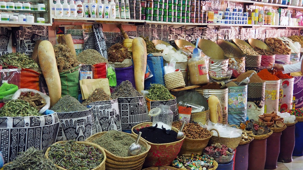 Kräuter-und Gewürzemarkt in Marokko